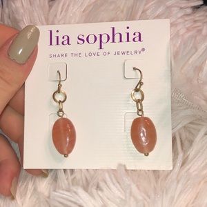 Lia Sophia Gold Pink Gem Dangle Earrings